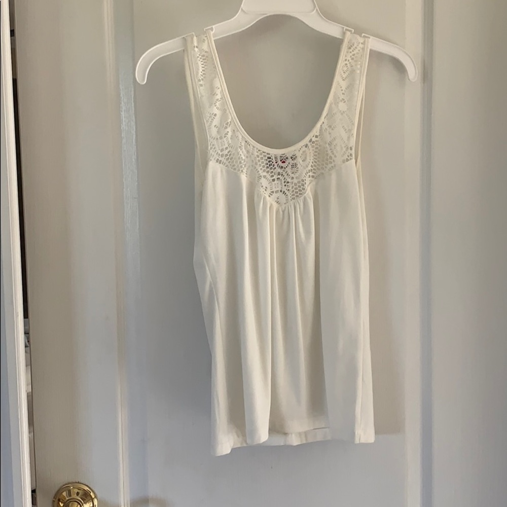 Plain white crochet detail top